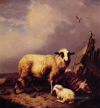 Guarding the Lamb Eugene Verboeckhoven animal sheep Oil Paintings